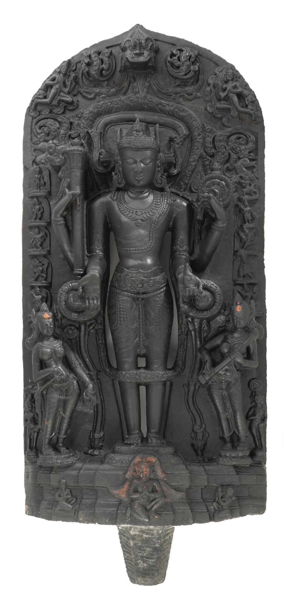 Feine Stele aus grauem Schiefer mit Darstellung des Vishnu - Bild 2 aus 3