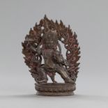 Bronze des Vajrapani mit flammender Mandorla