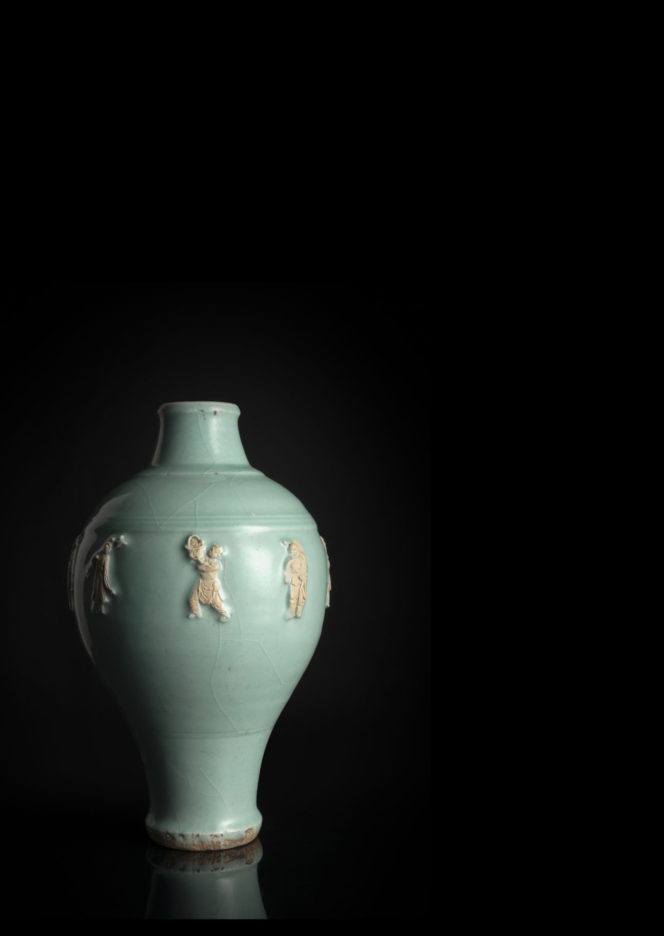 A RARE AND UNUSUAL LIGHT-BLUE-GREEN GLAZED VASE WITH THE EIGHT DAOIST IMMORTALS - Image 4 of 4