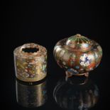 TWO FINE DECORATED CLOISONNÉ ENAMEL KORO AND COVERS