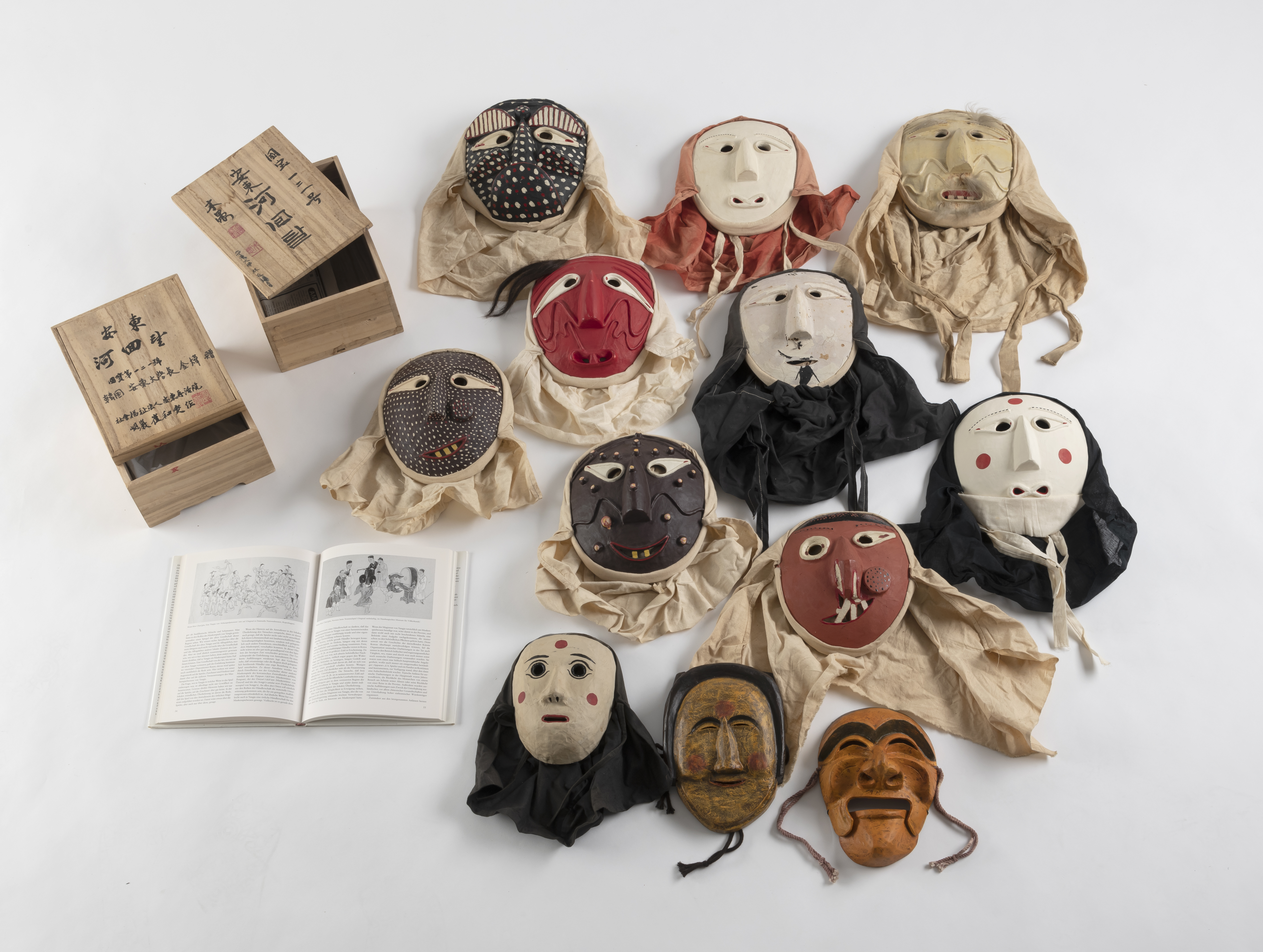 A GROUP OF TWELVE TRADITIOINAL MASKS AND THE BOOK "DANCED CARICATURES" BY DIETER EIKEMEIER - Image 3 of 4