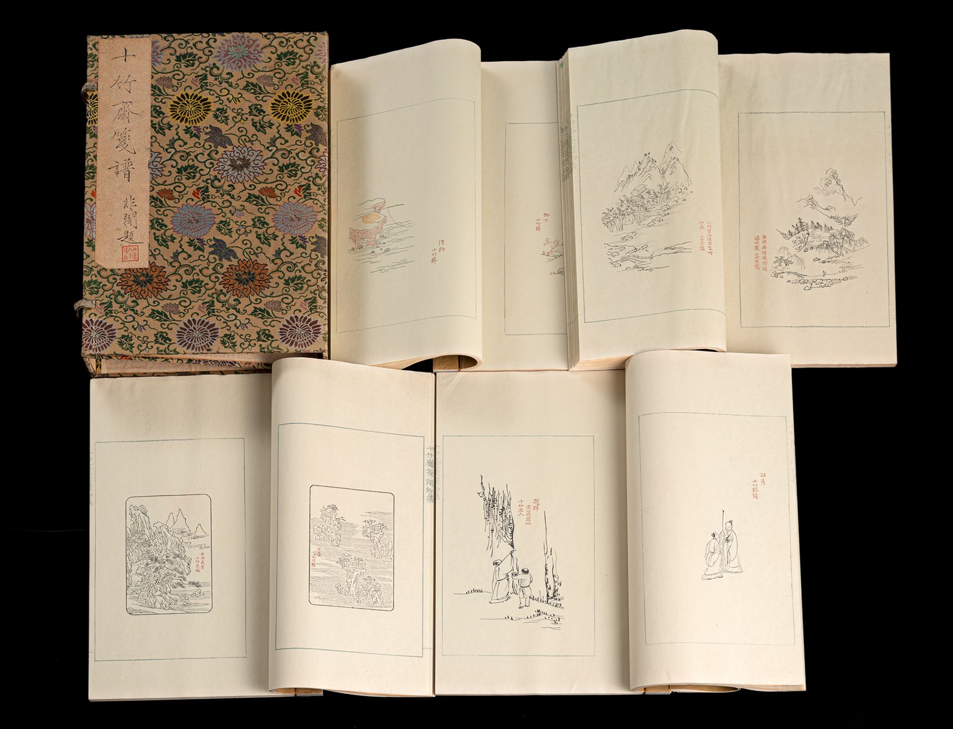 ALBUM "SHIZHUZHAI JIANPU" WITH FOUR VOLUMES OF LETTER PAPER FROM THE "TEN BAMBOO HALL"