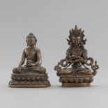 Zwei Bronzefiguren des Buddha Shakyamuni und Vajradhara