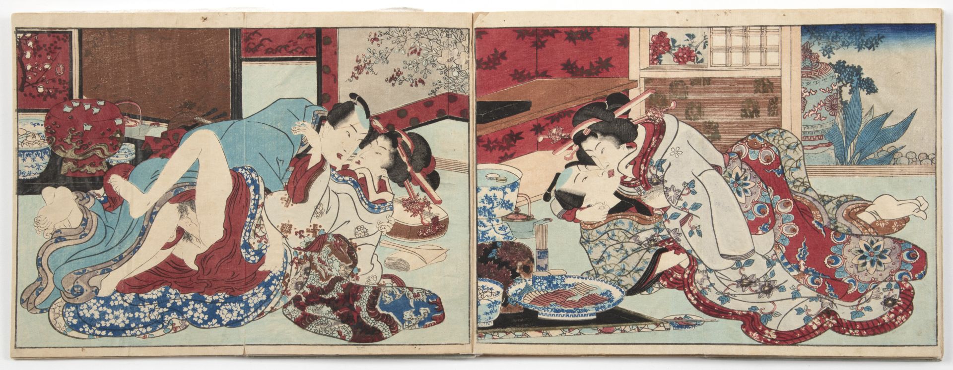 AN ALBUM OF JAPANESE SHUNGA PRINTS WITH TITLE 'AZUMA GENJI ' - Image 5 of 5