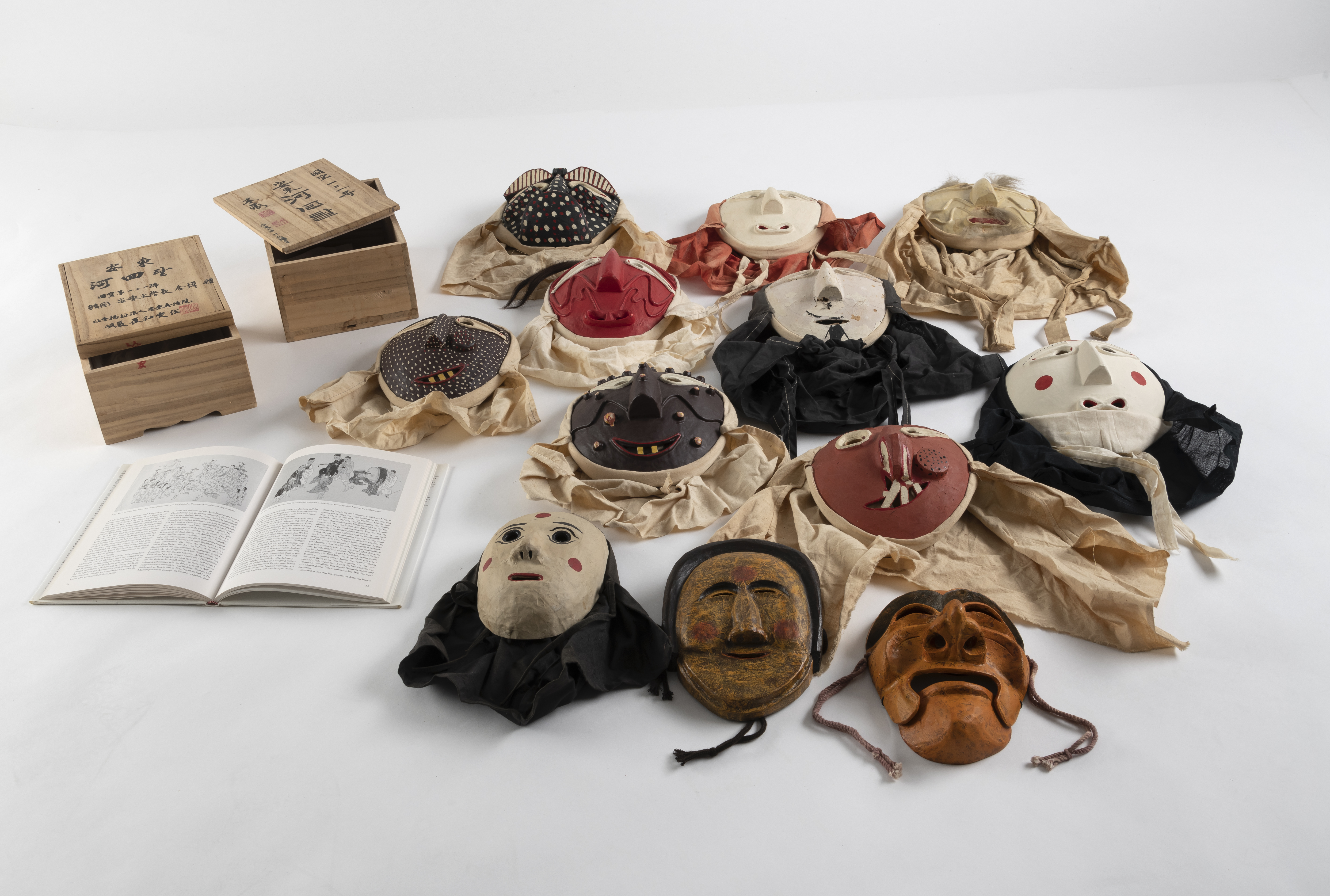 A GROUP OF TWELVE TRADITIOINAL MASKS AND THE BOOK "DANCED CARICATURES" BY DIETER EIKEMEIER - Image 4 of 4