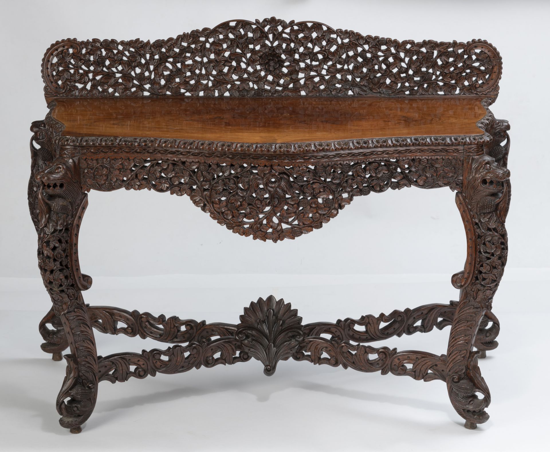 AN OPENWORK FLORAL APRON CONSOLE TABLE - Image 2 of 7