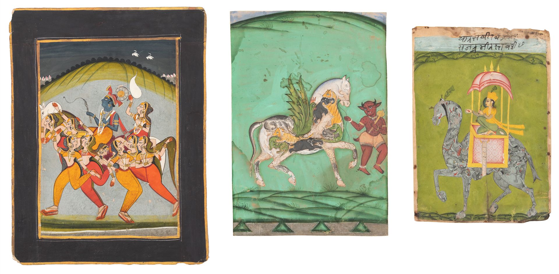 Drei Miniaturmalereien mit mythischen Komposit-Darstellungen - Bild 4 aus 4