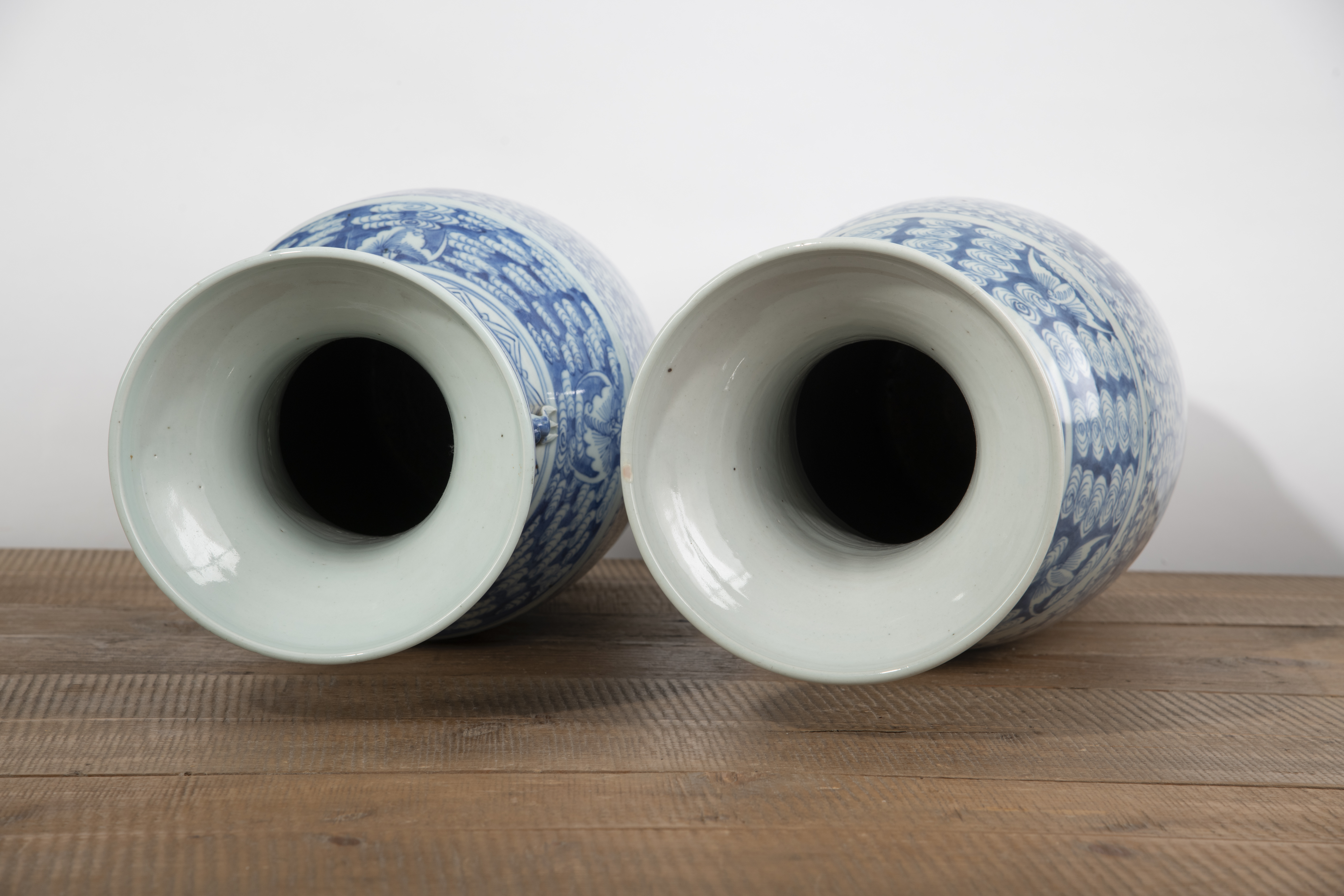 TWO BLUE AND WHITE 'SHUANGXI' PORCELAIN VASES - Image 3 of 4