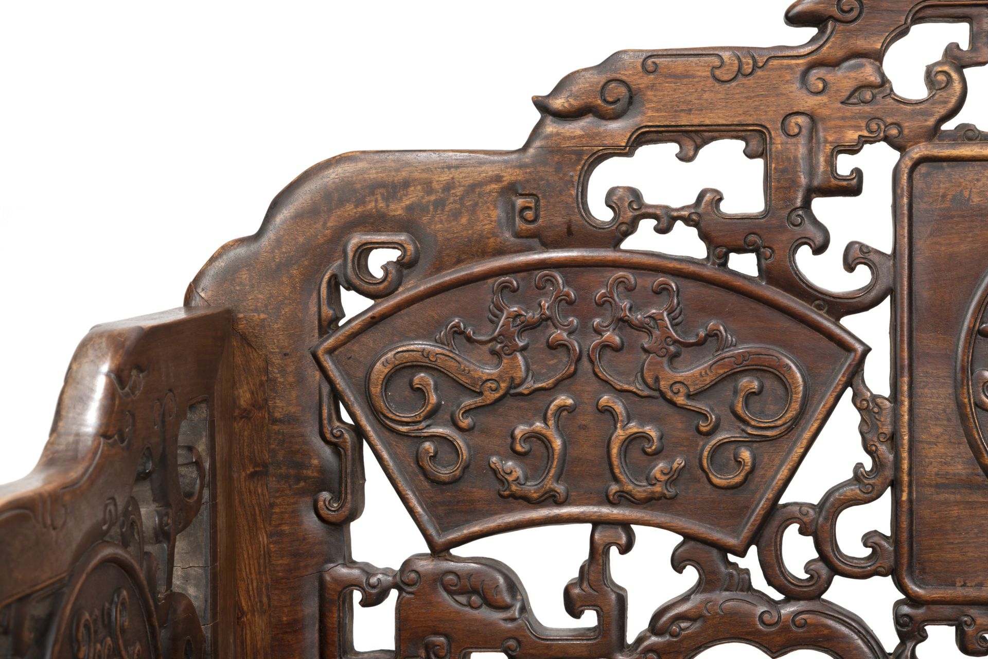 A FINELY CARVED HARDWOOD THRONE - Image 7 of 11