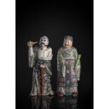 Zwei 'Famille rose'-Porzellanfiguren von Li Tieguai und Zhang Guolao