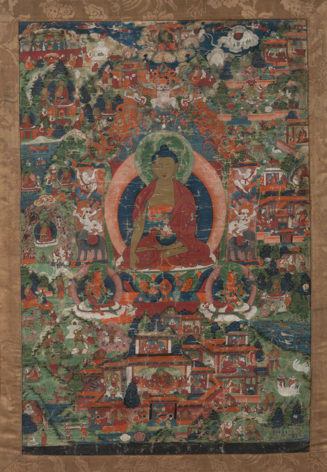 Der historische Gautama Buddha Shakyamuni, und Darstellungen in Einzelszenen zu seinem Leben, von G