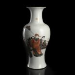 A GRISAILLE AND IRON-RED DECORATED PORCELAIN IMMORTALS VASE