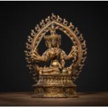 Feuervergoldete Bronze einer tantrischen Form des Manjushri