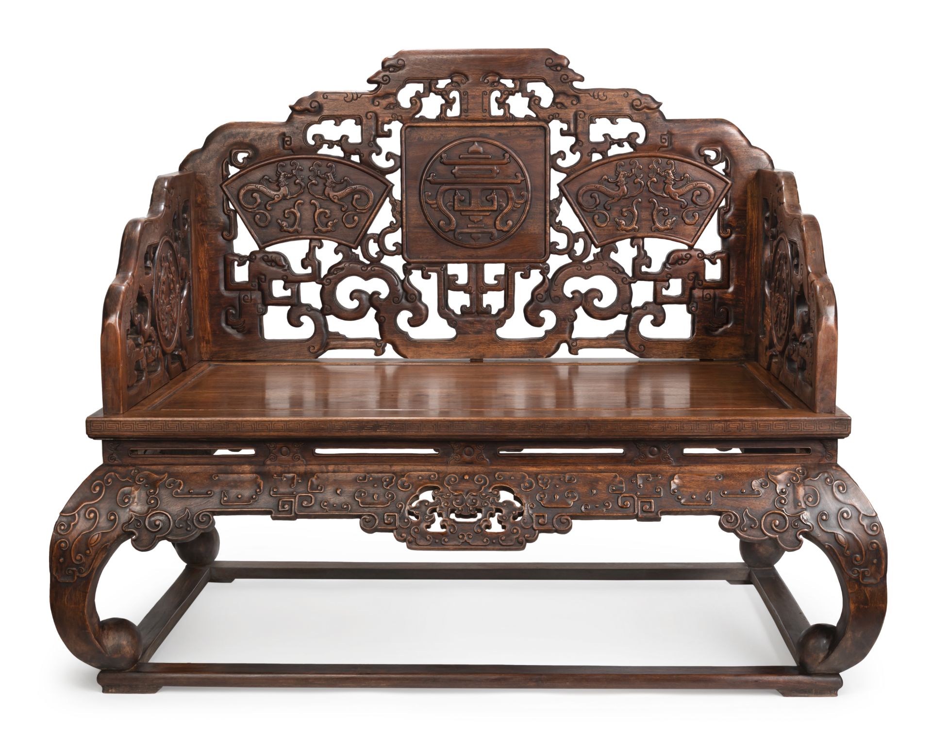 A FINELY CARVED HARDWOOD THRONE - Image 2 of 11