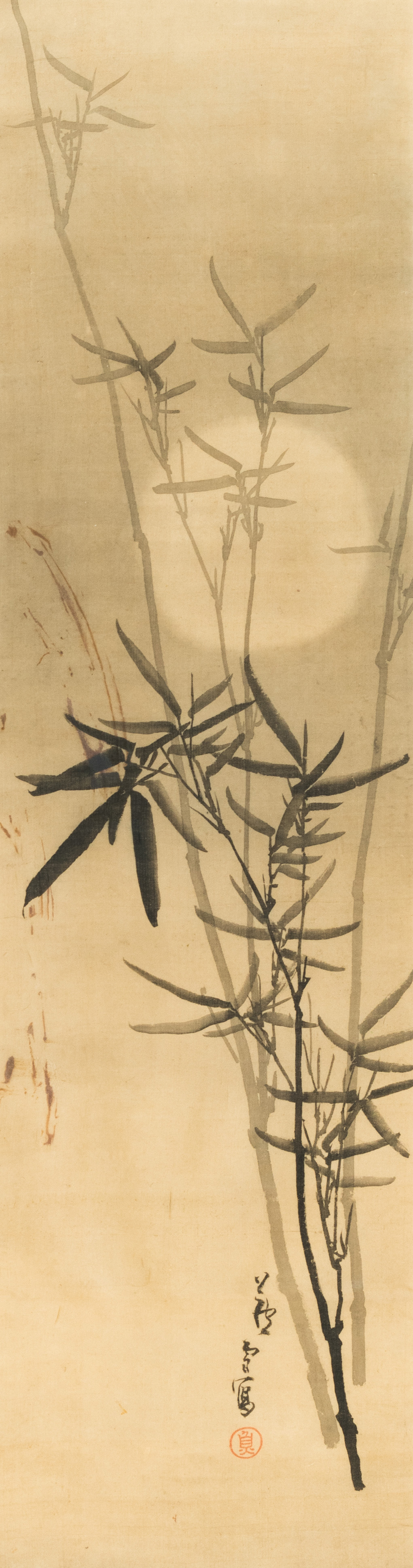 IN THE STYLE OF NAGASAWA RÔSETSU (1754-1799): BAMBOO UNDER A FULL MOON, INK ON SILK