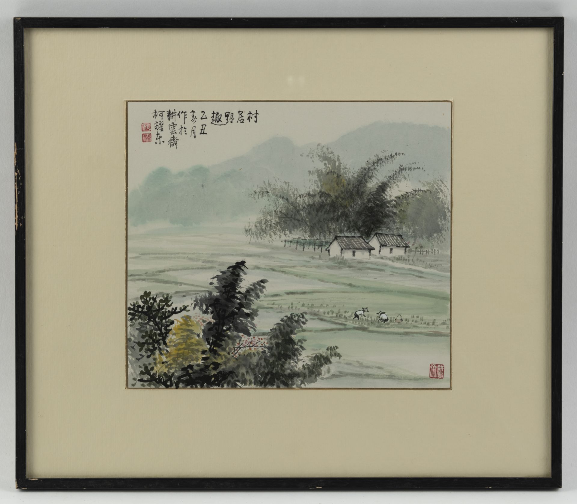 A PAINTING DEPICTING A FIELD LANDSCAPE IN SOUTHERN CHINA BY KE YAODONG (1933-2021). INK AND COLORS - Image 2 of 2