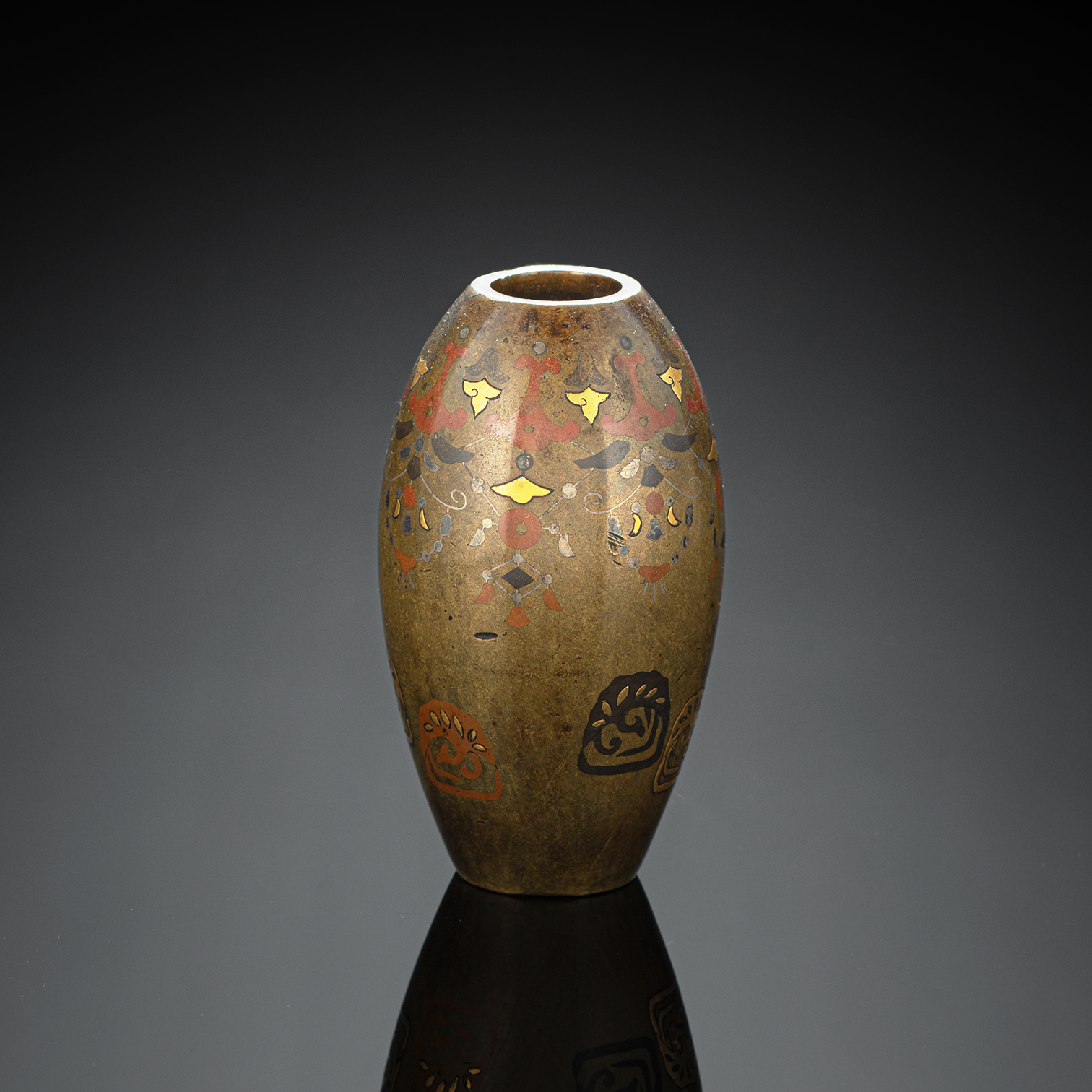 A SMALL INLAID BRONZE VASE