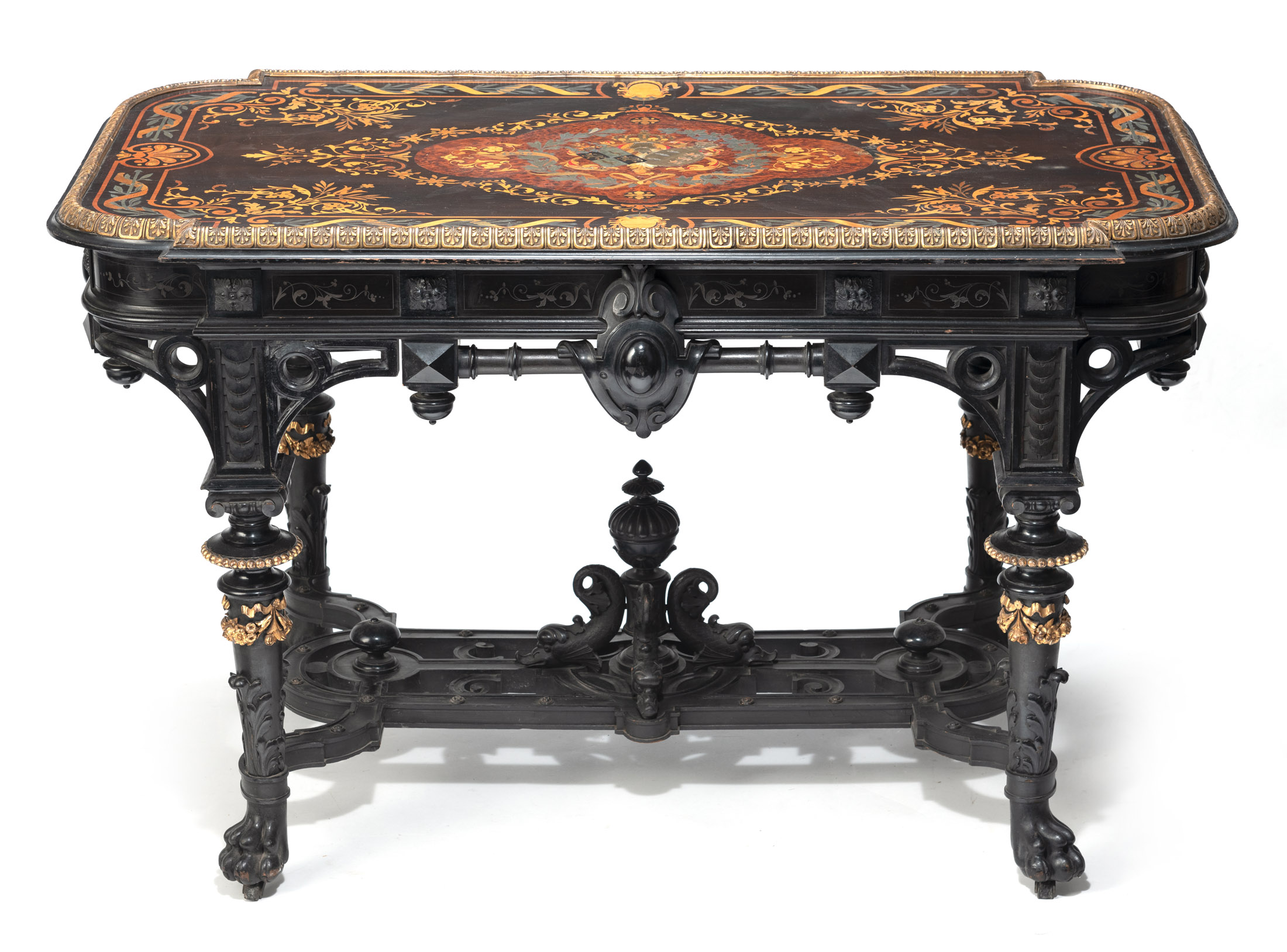 Magnificent centre table with the alliance coat of arms of Agnes von Württemberg and Prince Heinric - Image 10 of 11