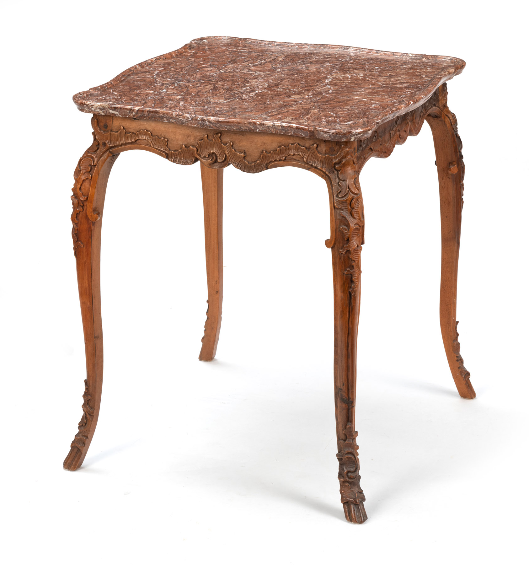 A SMALL CARVED WALNUT ROCOCO TABLE - Image 3 of 4