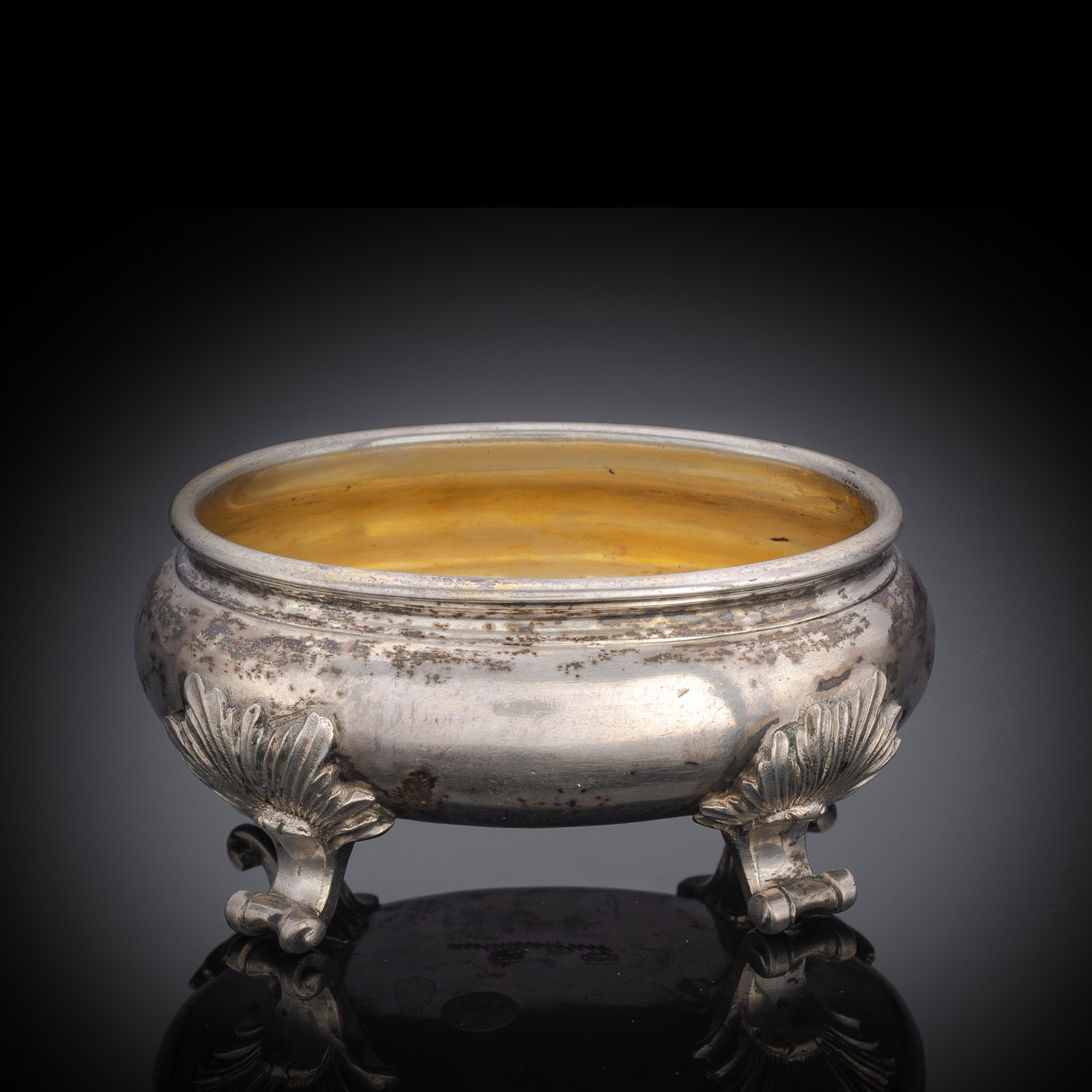 A GERMAN PARCIAL GILT SILVER SALT CELLAR