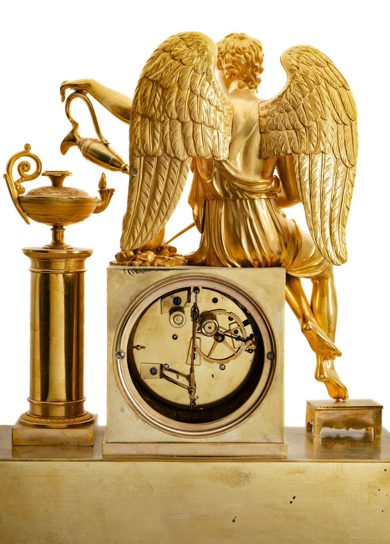 A FRENCH BRONZEGILT CHARLES X MANTLE CLOCK WITH AMOR - Image 2 of 3