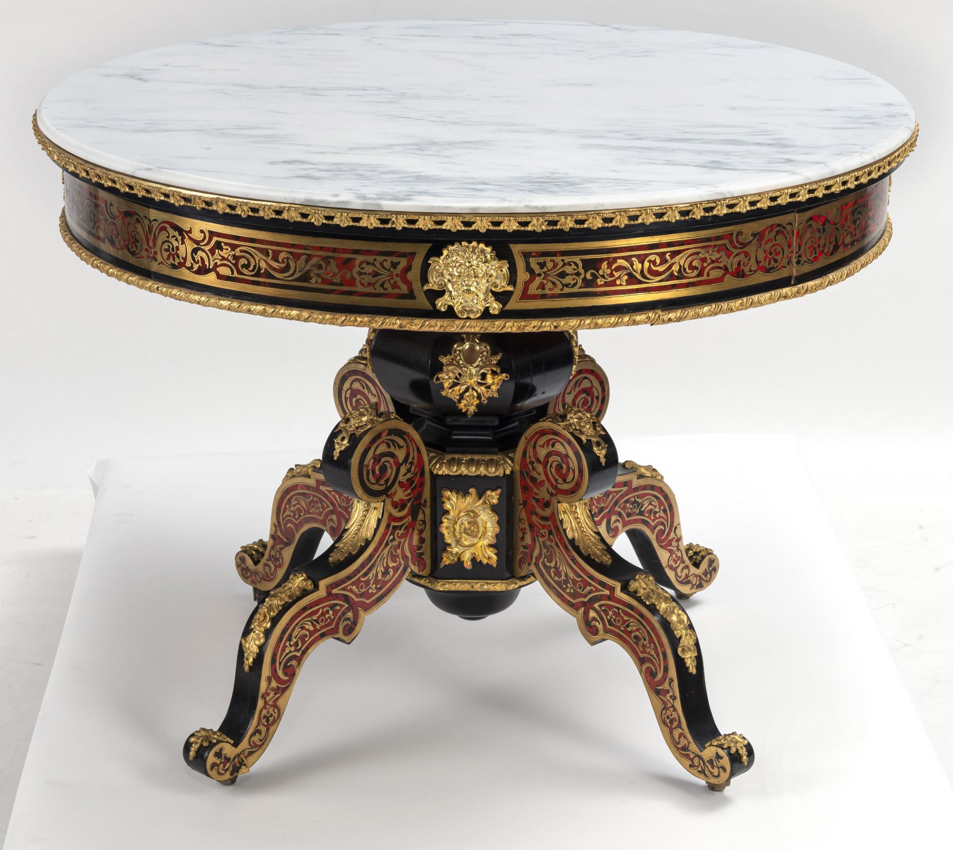A FINE BOULLE STYLE AND BRASS MOUNTED SALON TABLE - Image 2 of 7