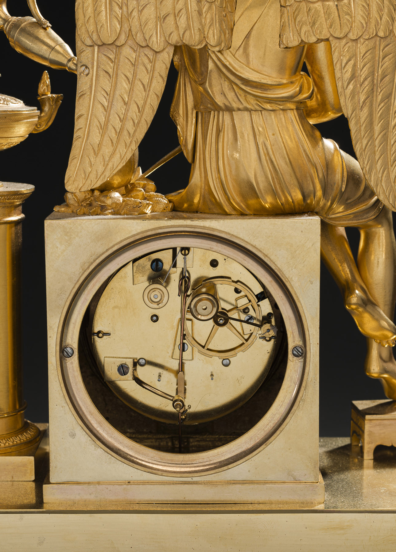 A FRENCH BRONZEGILT CHARLES X MANTLE CLOCK WITH AMOR - Image 3 of 3