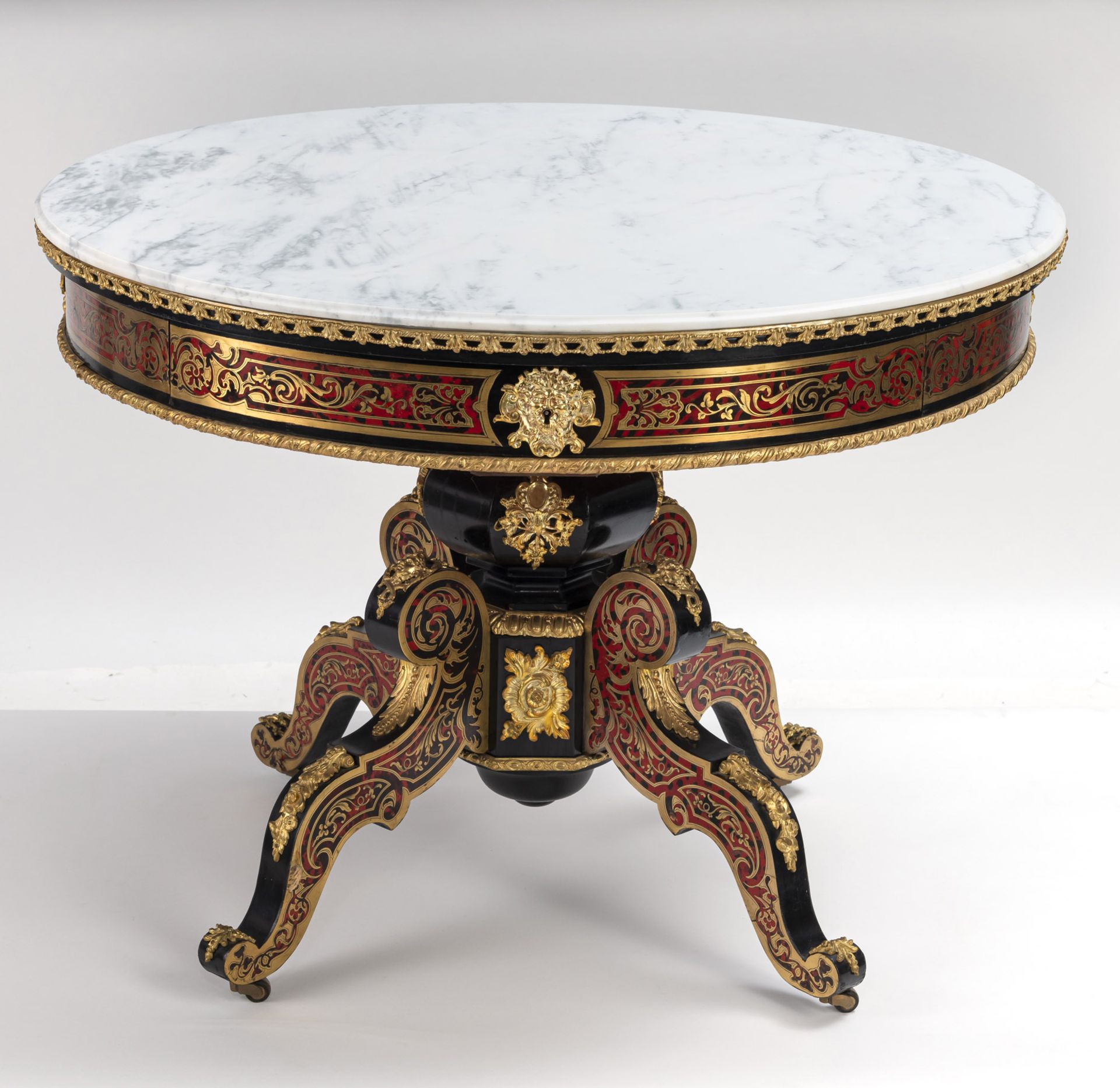 A FINE BOULLE STYLE AND BRASS MOUNTED SALON TABLE - Image 4 of 7