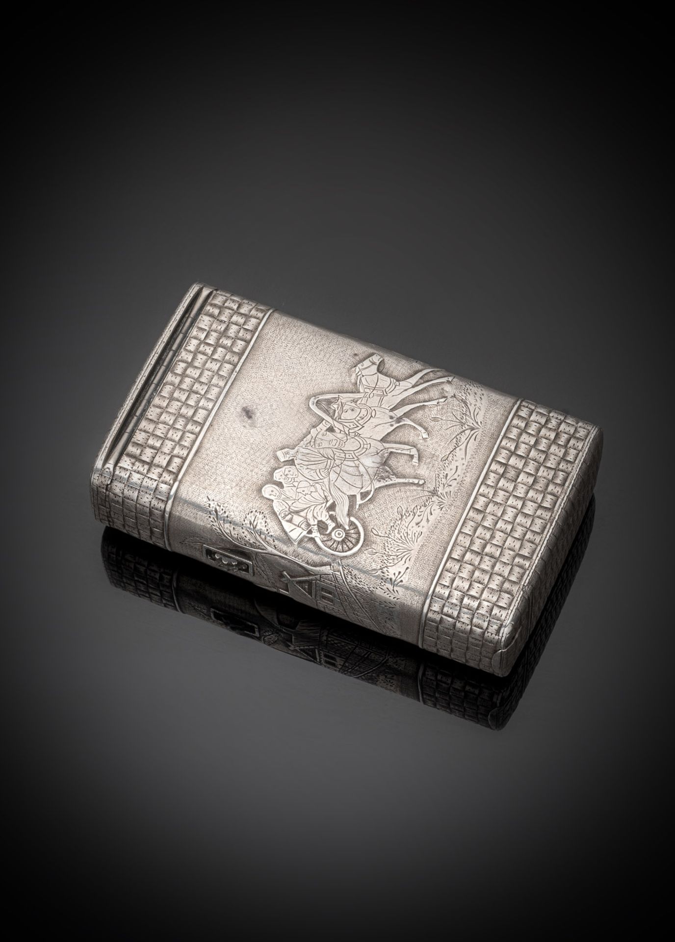 A RUSSIAN SILVER CIGAR CASE WITH TROIKA - Image 2 of 4