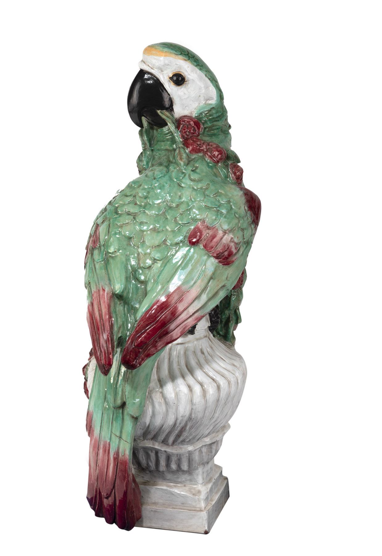 A LARGE NYMPHENBURG MAIOLICA FIGURE OF A MACAW WITH GARLAND - Image 5 of 5