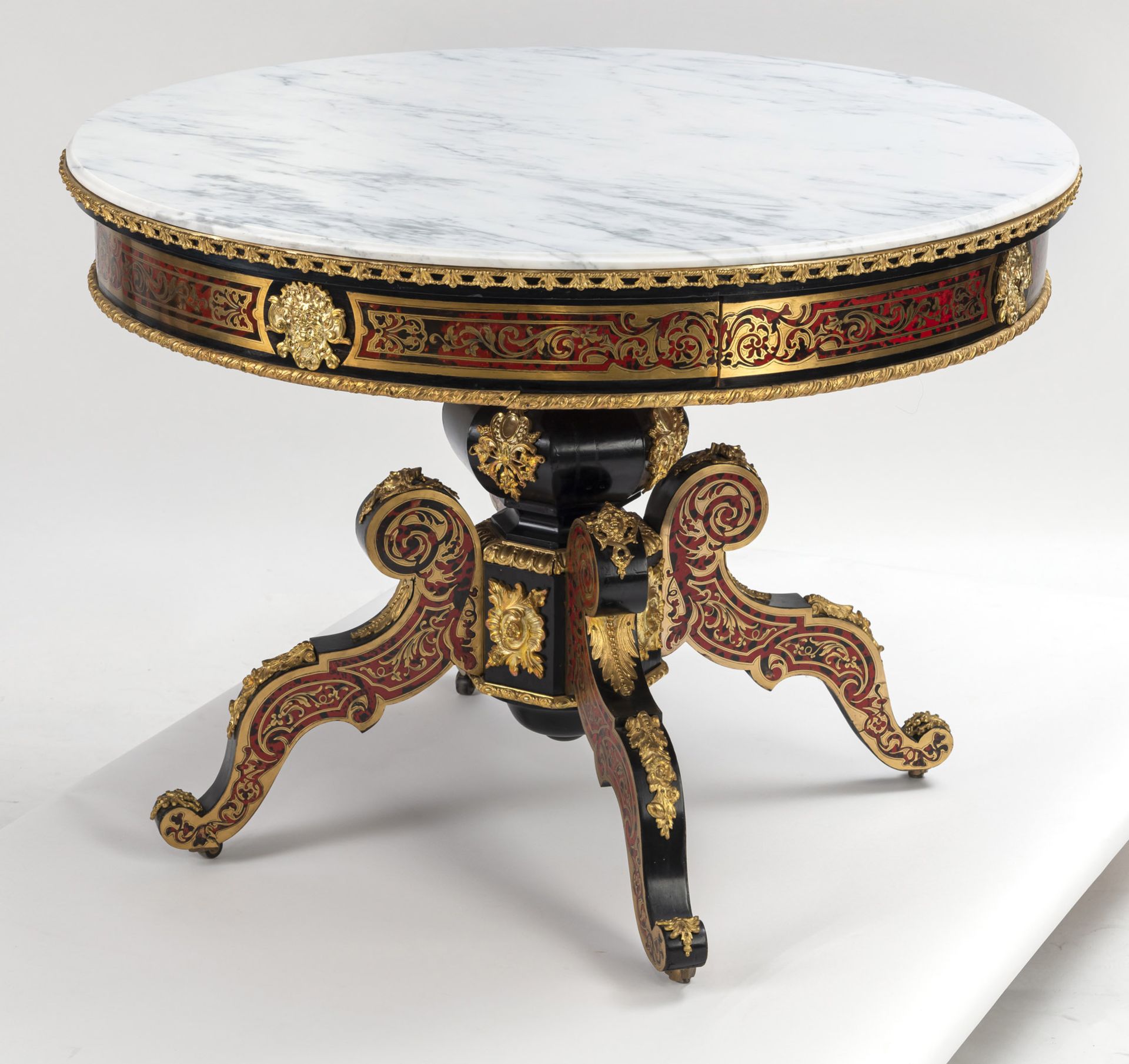 A FINE BOULLE STYLE AND BRASS MOUNTED SALON TABLE - Image 3 of 7