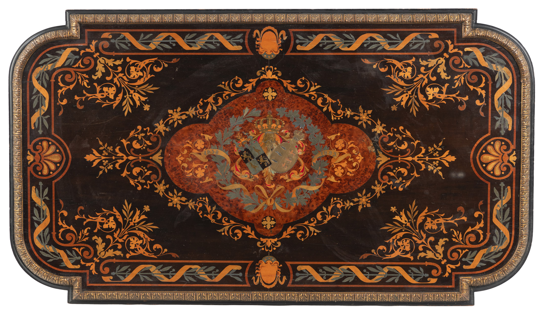 Magnificent centre table with the alliance coat of arms of Agnes von Württemberg and Prince Heinric - Image 4 of 11