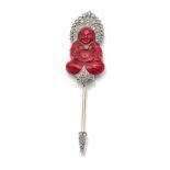 Art Déco Jabot Pin mit Buddha