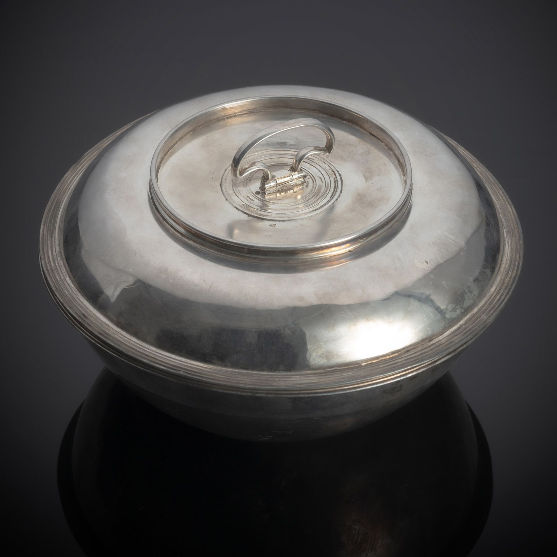 A SILVER BOWL AND COVER