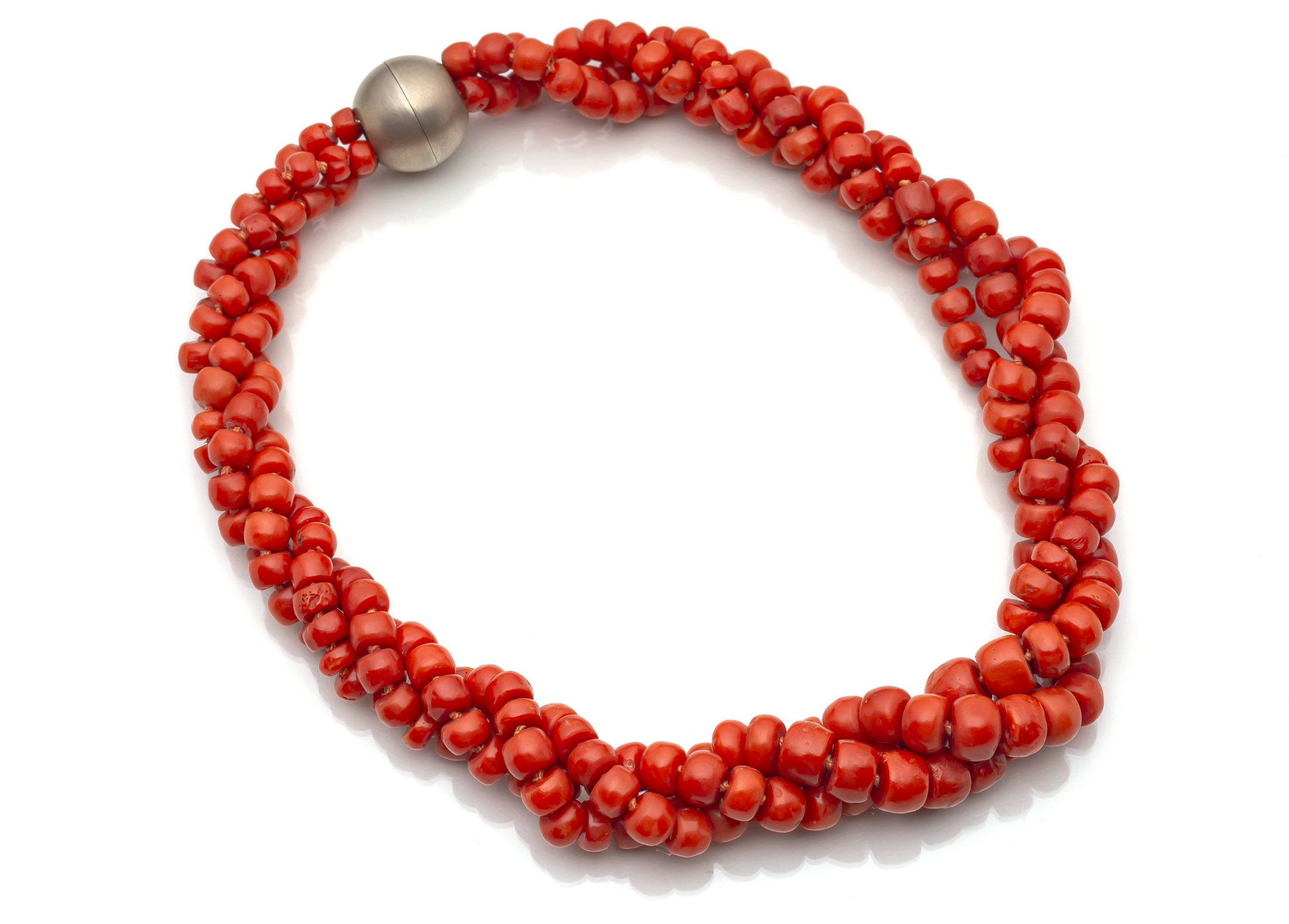 Three row coral necklace