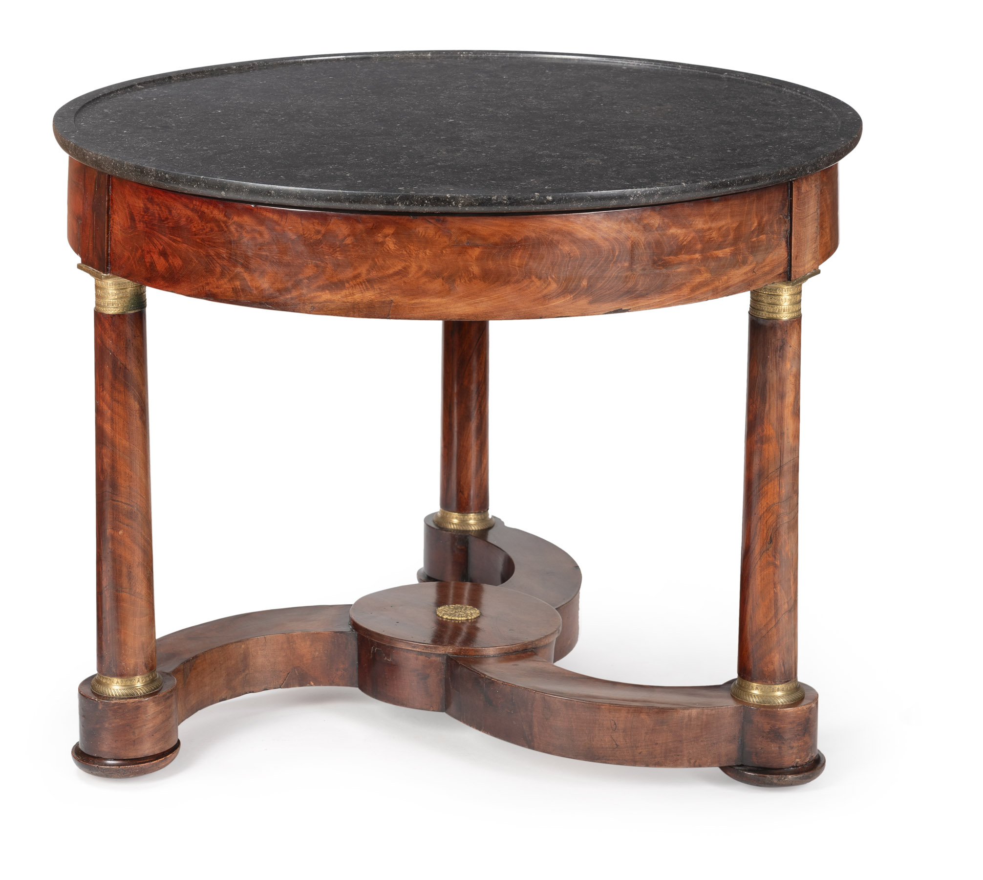 A FRENCH ORMOLU MOUNTED MAHOGANY CENTRE TABLE