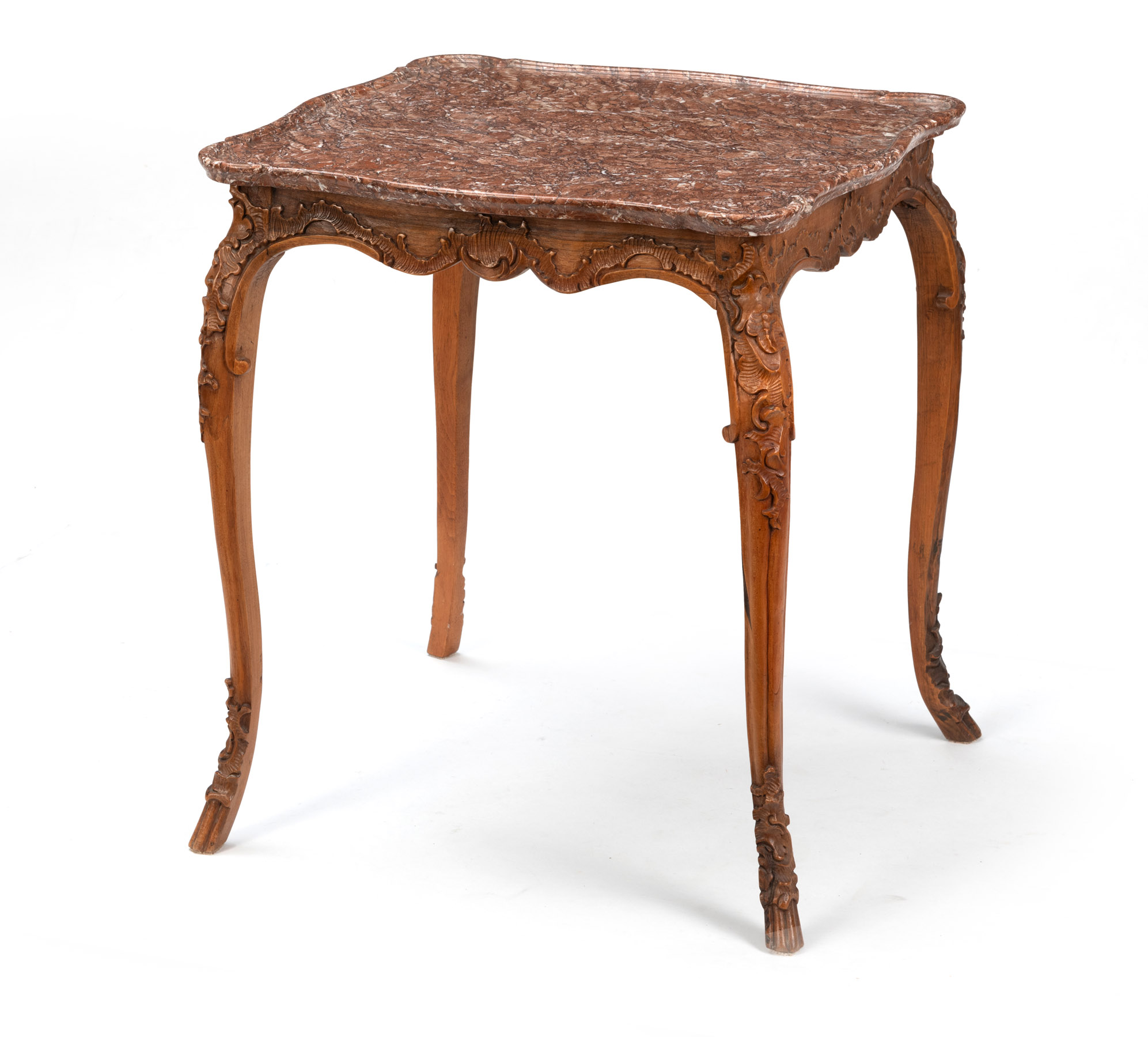 A SMALL CARVED WALNUT ROCOCO TABLE - Image 2 of 4
