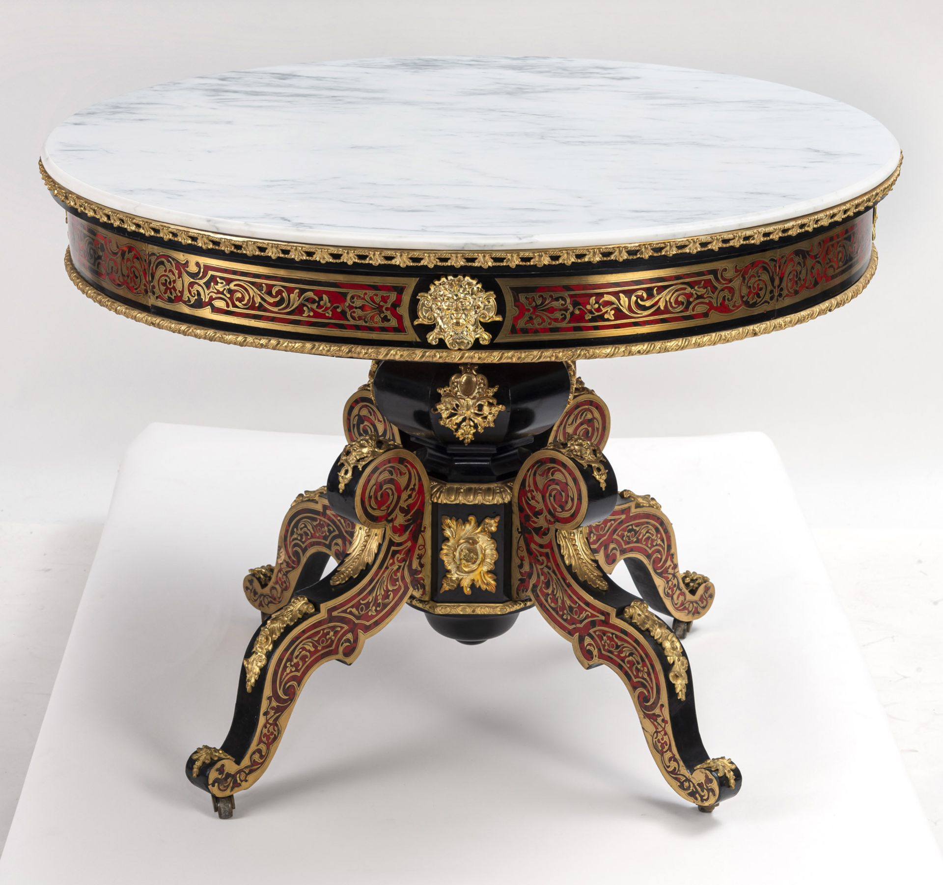 A FINE BOULLE STYLE AND BRASS MOUNTED SALON TABLE - Image 5 of 7