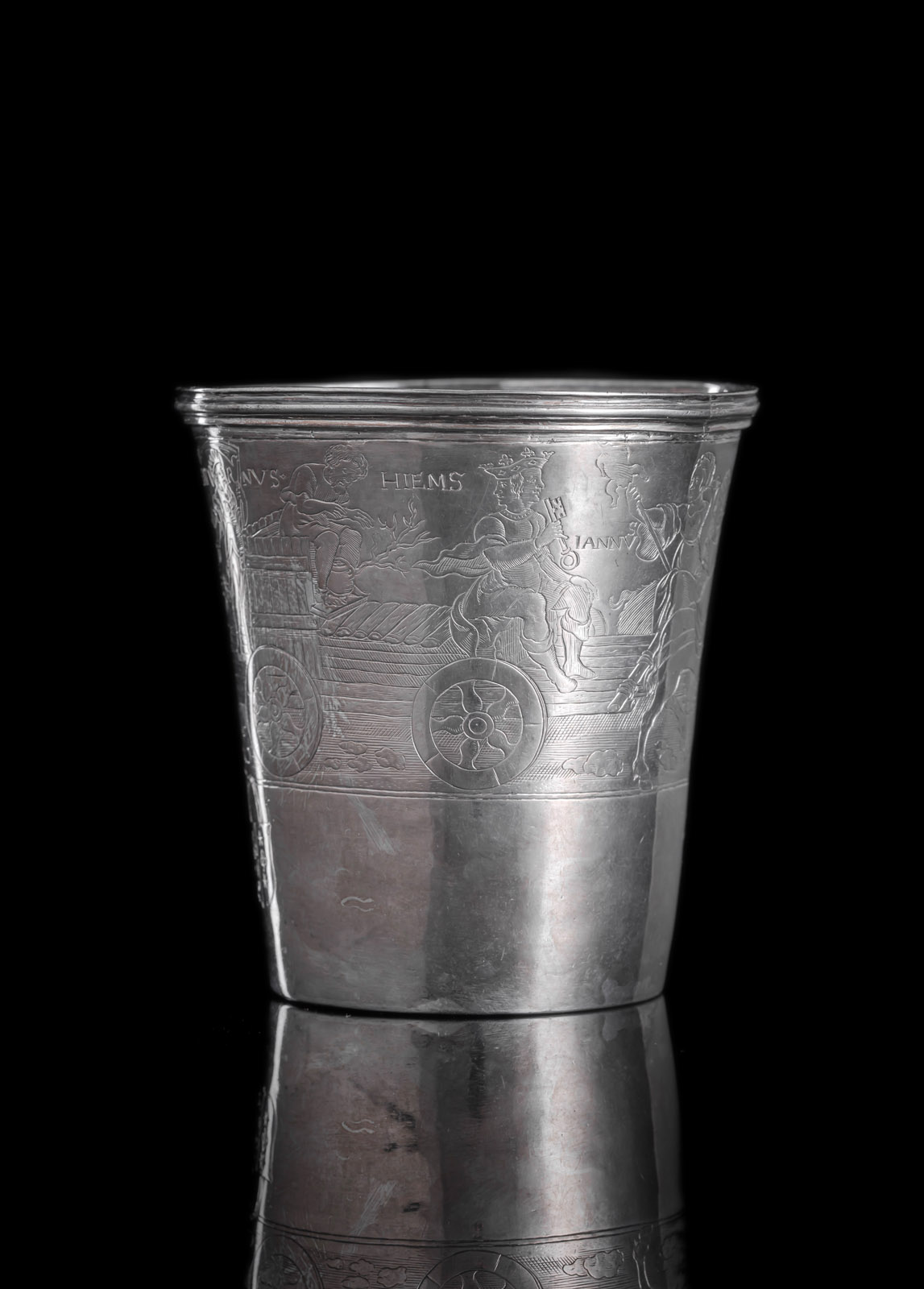 A BAROQUE SILVER BEAKER WITH MYTHOLOGICAL FIGURES - Image 2 of 4