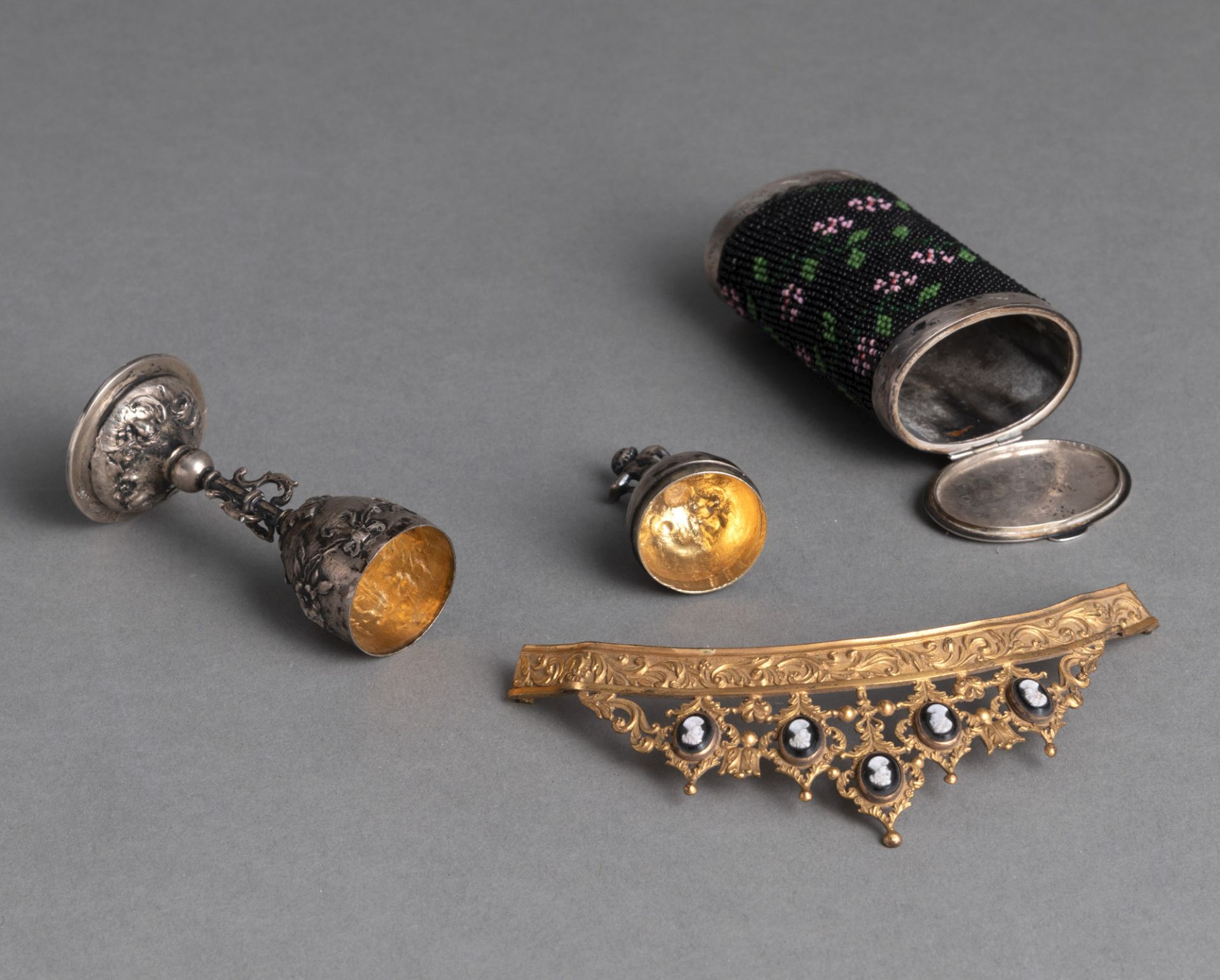 A TIARA, A MINIATURE CUP AND A SMALL CASE - Image 4 of 5