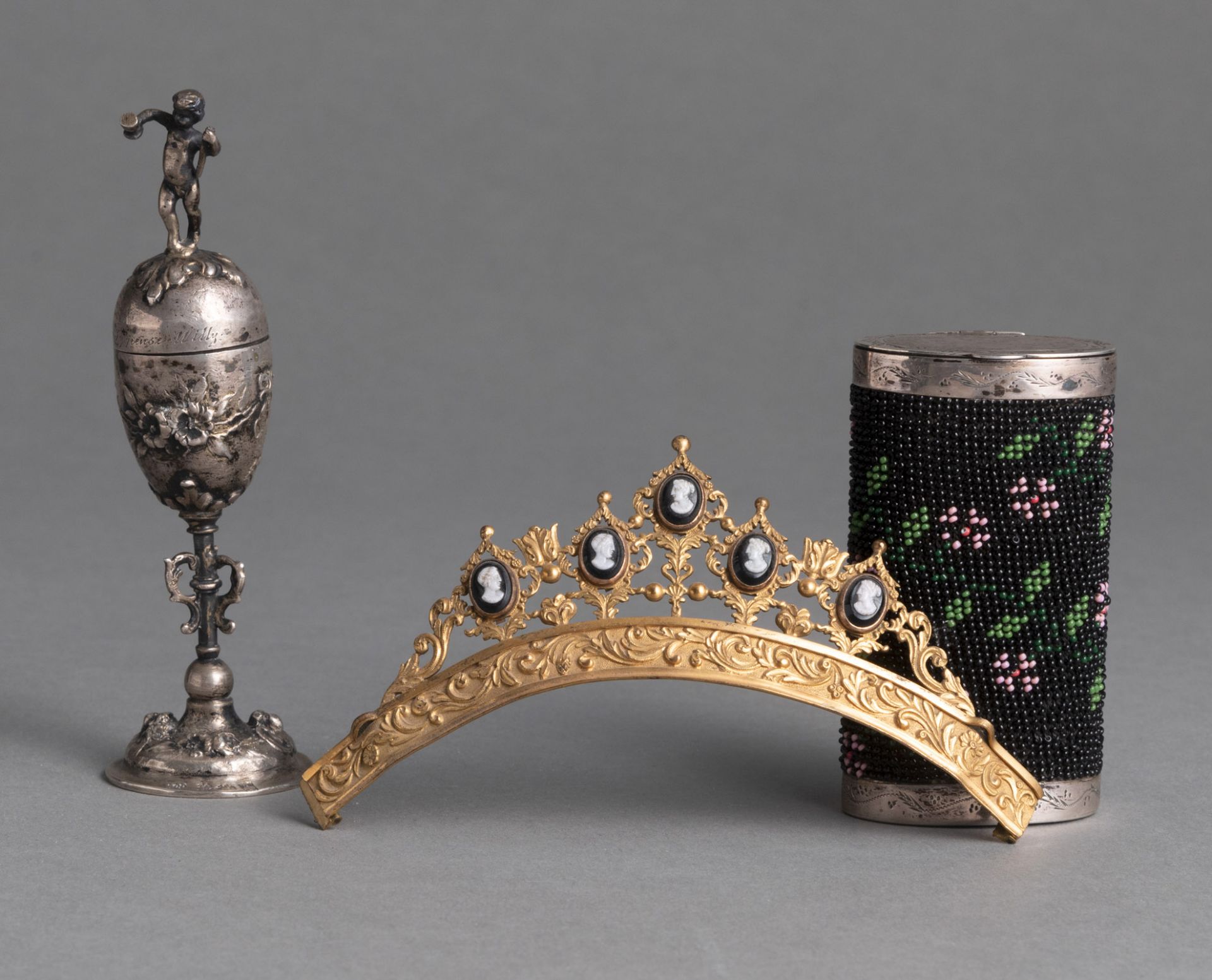 A TIARA, A MINIATURE CUP AND A SMALL CASE - Image 5 of 5
