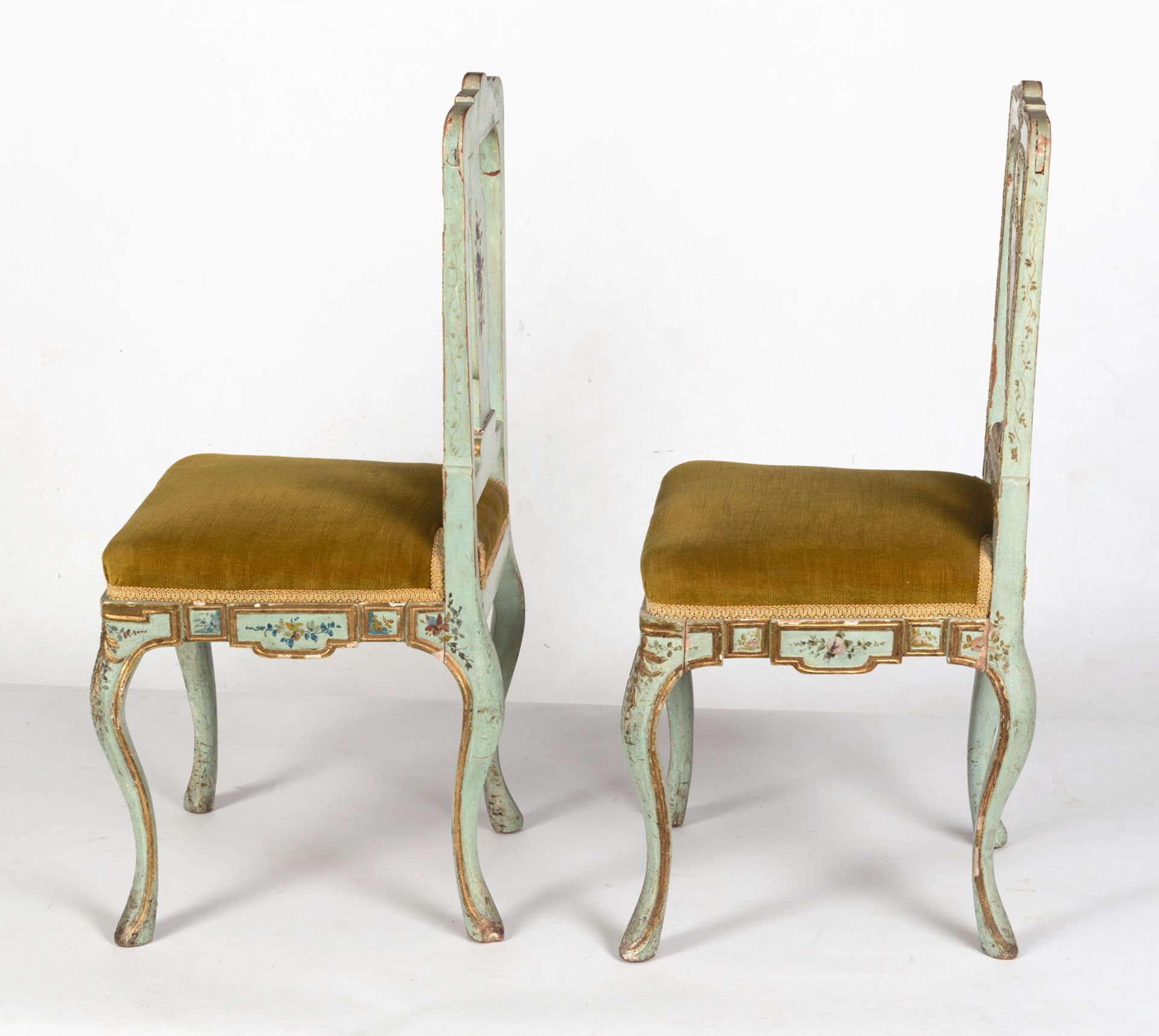 TWO POLYCHROME PAINTED SALON CHAIRS - Image 2 of 4