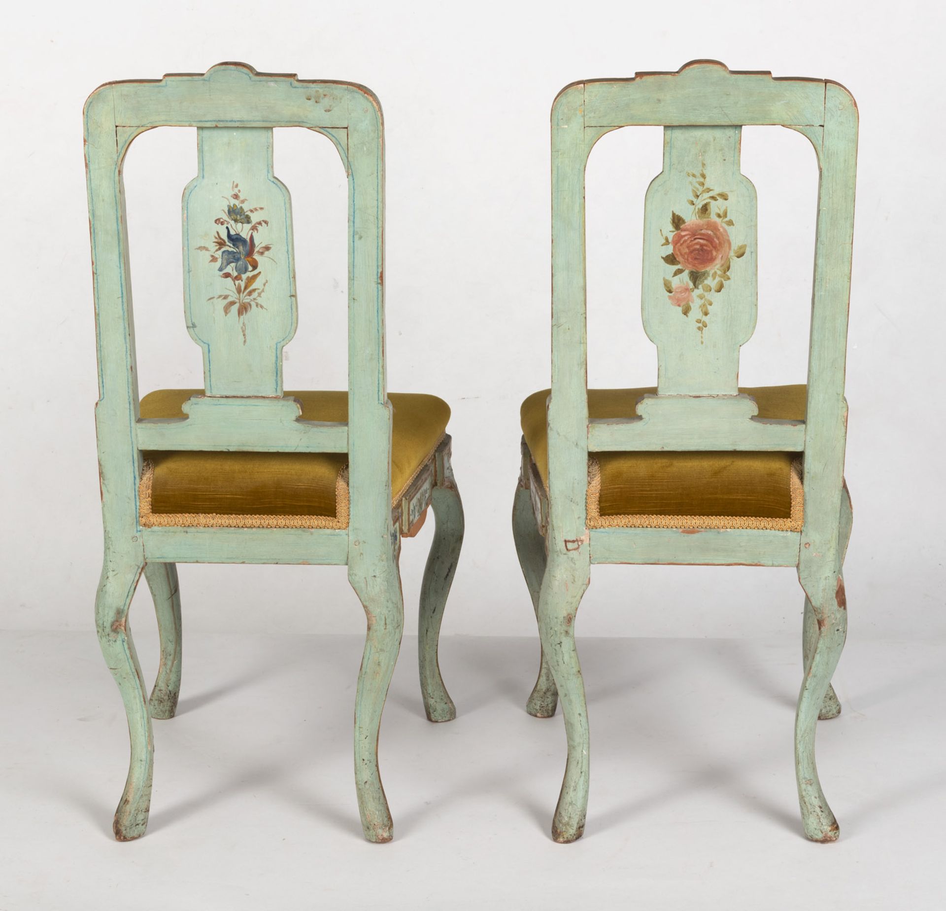 TWO POLYCHROME PAINTED SALON CHAIRS - Image 3 of 4