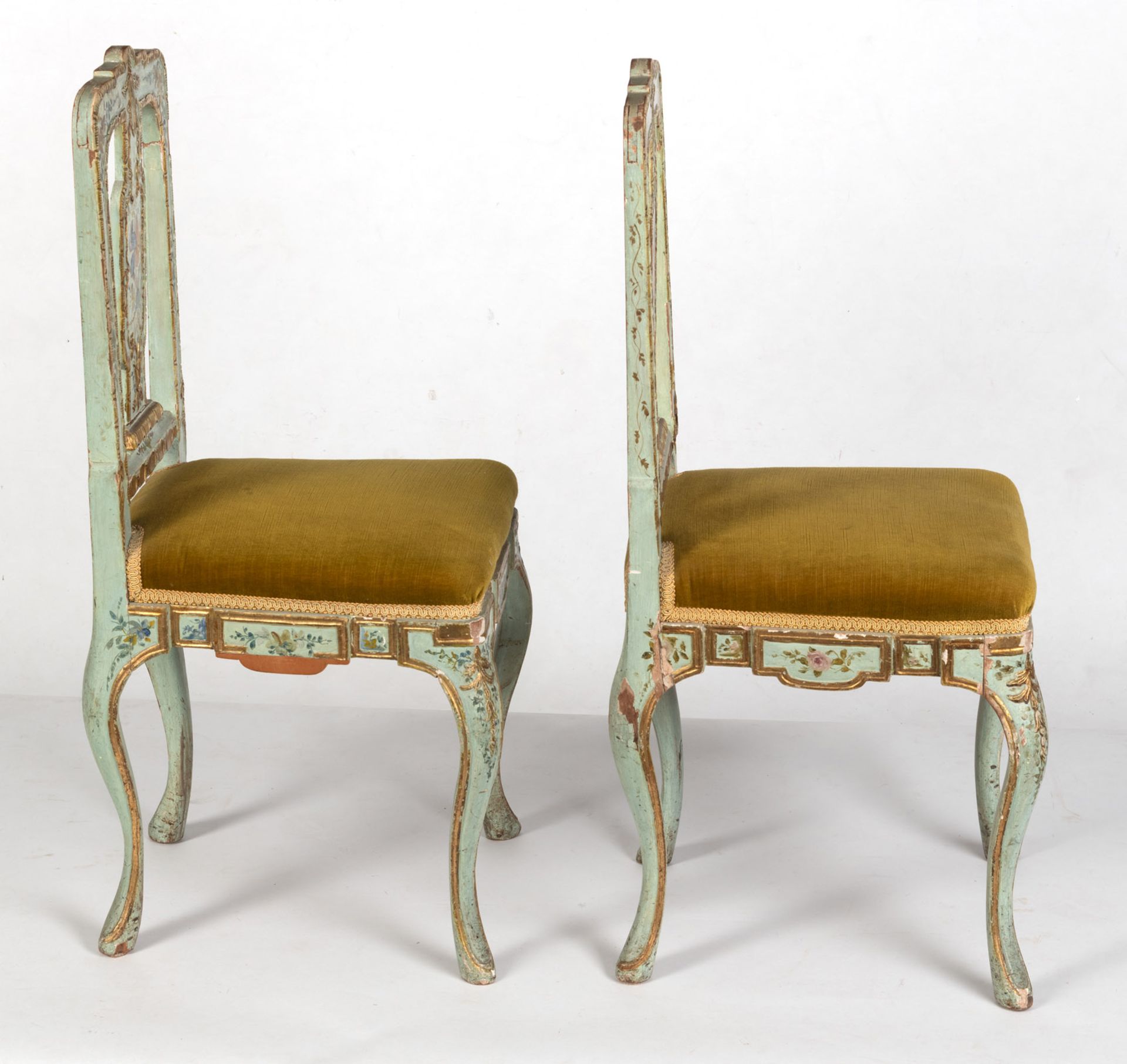 TWO POLYCHROME PAINTED SALON CHAIRS - Image 4 of 4