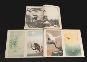 Drei Bücher mit Holzschnittdrucken von Imao Keinen (1845-1924), Ohara Koson (1877-1945) u. a.