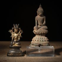 Zwei Bronzen des Buddha Shakyamuni