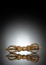 Feines und seltenes feuervergoldetes Vajra aus Bronze, das vermutlich für ein Ritual gefertigt wurd