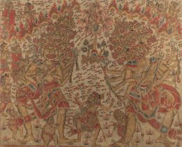 Große Kamasan-Malerei auf Textil mit Ramayana-Szene