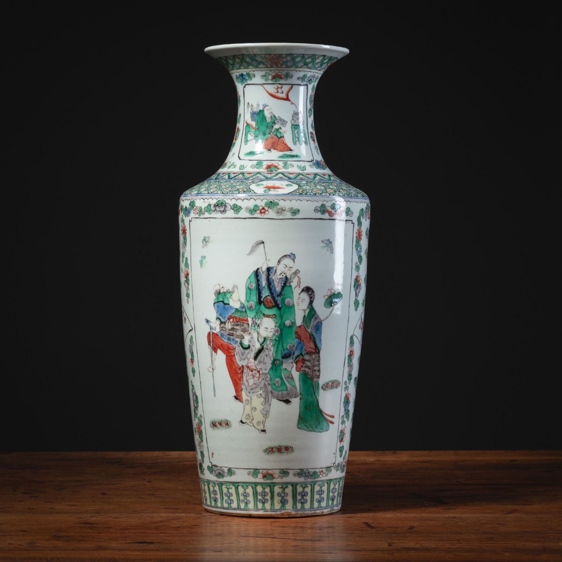 A FAMILLE VERTE VASE WITH THE EIGHT IMMORTALS