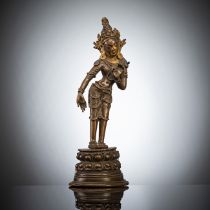Partiell vergoldete Bronze des Avalokiteshvara